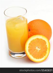 fresh orange juice refreshiong healthy organic drink isolated on white background