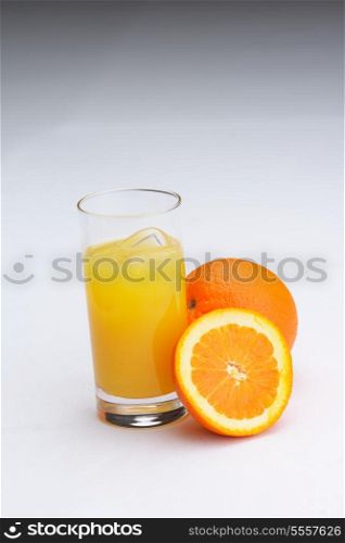 fresh orange juice refreshiong healthy organic drink isolated on white background
