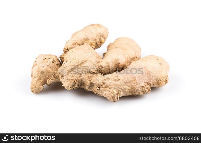 fresh organic ginger on a white background