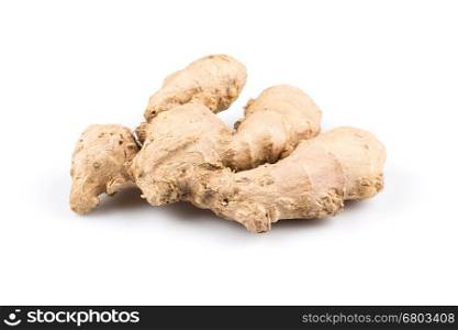 fresh organic ginger on a white background
