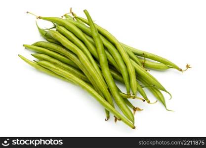 fresh organic green beans on white background. green beans on white background