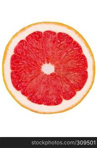 Fresh organic half slice grapefruit top view on white background