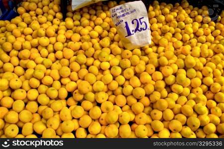 Fresh Organic Mandarin At A Street Market In Istanbul, Turkey. Carsamba Fatih Pazari (Bazaar)