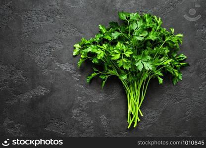 Fresh parsley bunch, top view