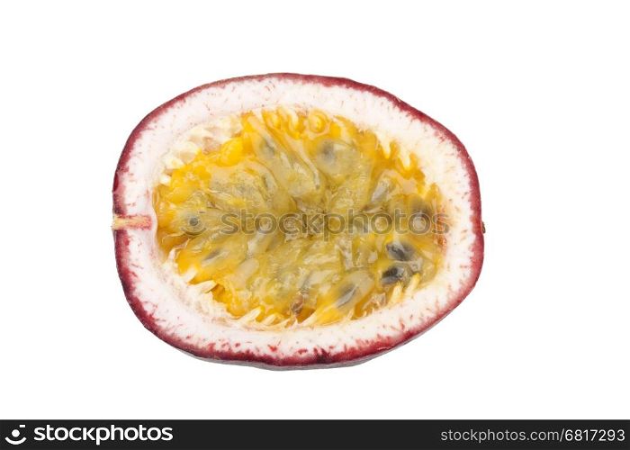 Fresh passion fruit isolated on white background with path