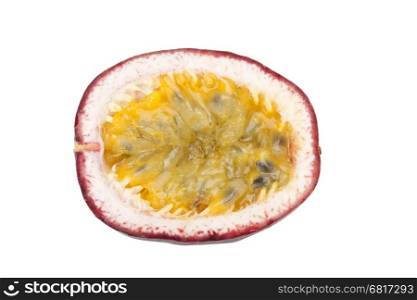 Fresh passion fruit isolated on white background with path