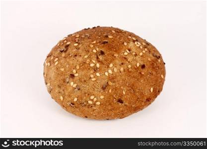 Fresh pastry with flax and sesame seeds, isolated