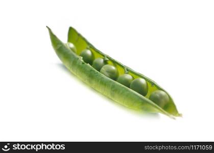 fresh pea in pod isolated on white background