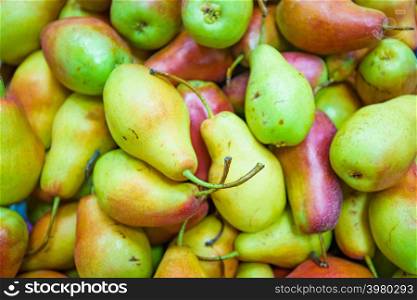 fresh pears as background