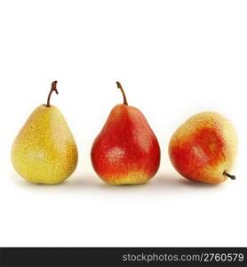 Fresh pears isolated on white. Square shot.