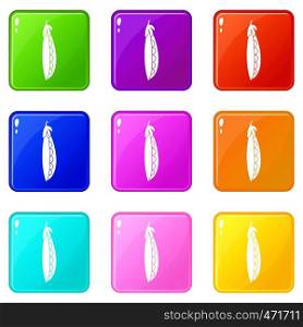 Fresh peas icons of 9 color set isolated vector illustration. Fresh peas icons 9 set