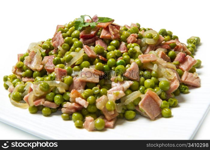 fresh peas with diced ham