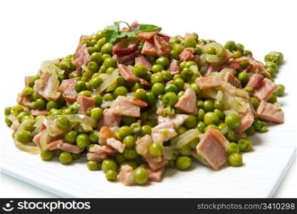 fresh peas with diced ham