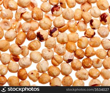 fresh peeled hazelnuts isolated on white background