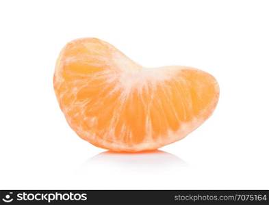Fresh peeled organic mandarins tangerines fruits on white background