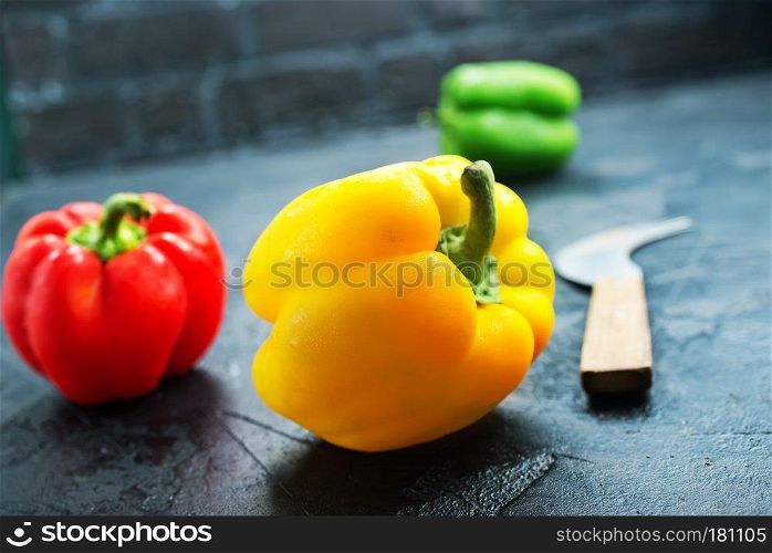fresh pepper on a table, color pepper