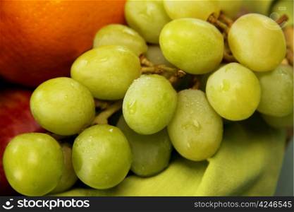 Fresh picked green grapes ready to serve.