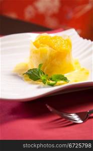 Fresh Pineapple dessert, close up photo