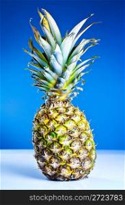Fresh pineapple on a blue background