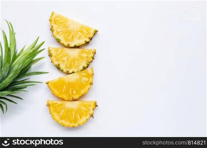 Fresh pineapple on white background. Copy space