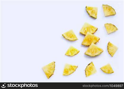 Fresh pineapple on white background. Top view