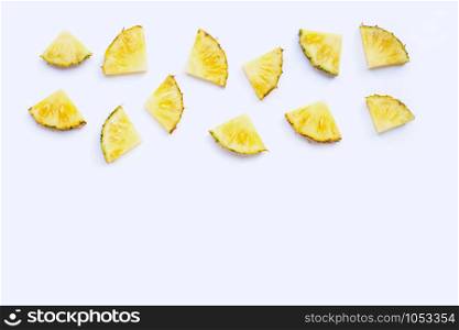 Fresh pineapple on white background. Top view