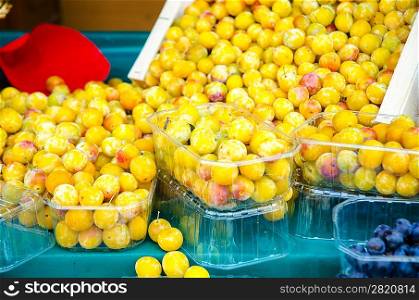 Fresh plums on the market