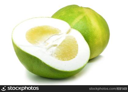 Fresh pomelos on white background, Healthy fruit food isolated