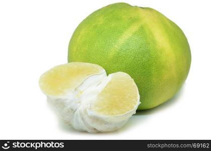 Fresh pomelos on white background, Healthy fruit food isolated
