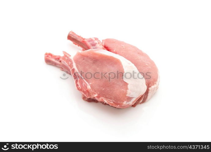 fresh pork chop on white background