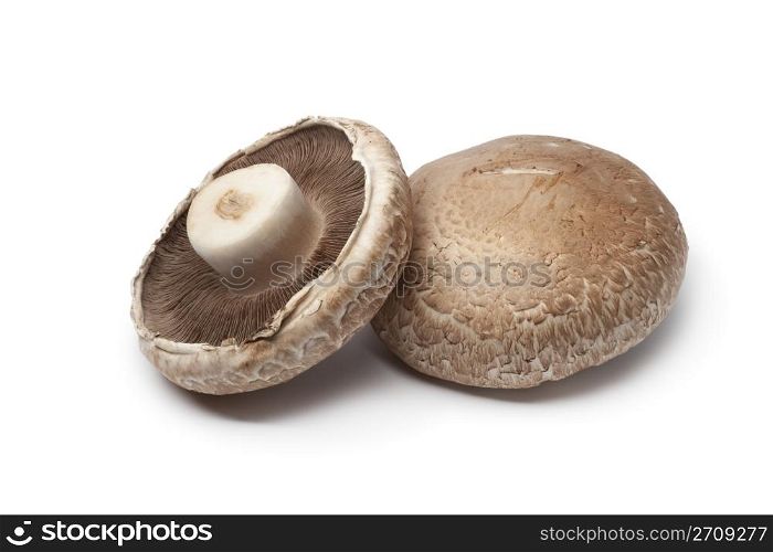 Fresh Portobello mushrooms isolated on white background