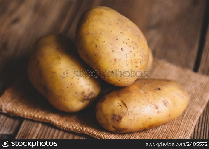 Fresh potato on the sack, ripe potato harvest of potatoes agricultural products for cooking