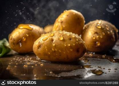 Fresh Potatoes illustration. Generative AI. High quality illustration. Fresh Potatoes illustration. Generative AI
