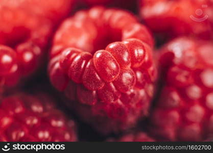 Fresh Raspberries Macro Close Up. Antioxidant fruit. Raspberries Macro Close Up