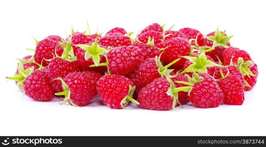 fresh raspberry closeup isolated on white background