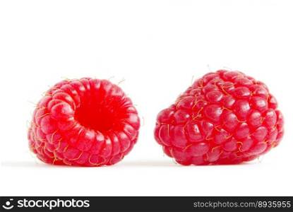 fresh raspberry fruits  isolated on white background
