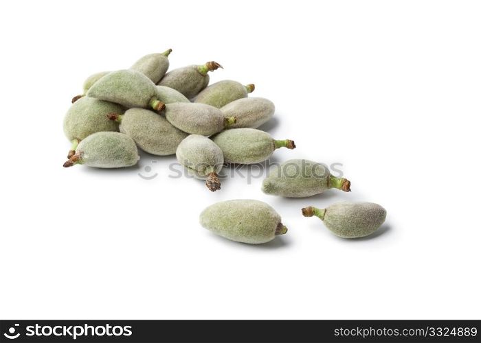 Fresh raw bitter almonds in the pod