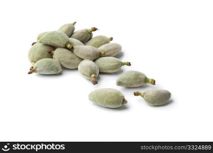 Fresh raw bitter almonds in the pod
