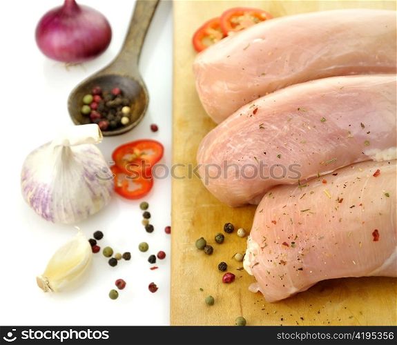 Fresh Raw Chicken Breasts With Spices