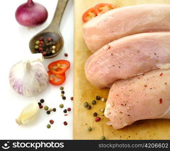 Fresh Raw Chicken Breasts With Spices