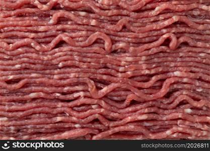 Fresh raw low fat ground beef full frame close up as background