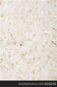 Fresh raw organic basmati long grain rice. Healthy food. Top view