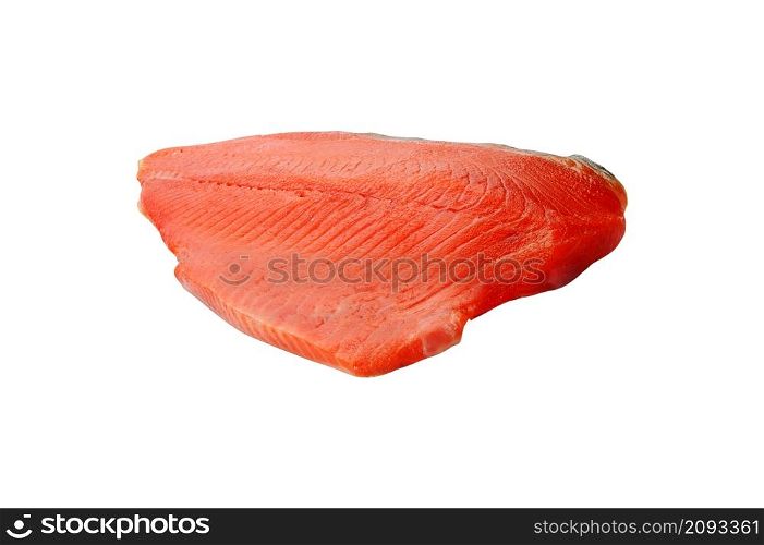fresh raw salmon fillet on white background