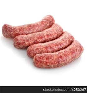 Fresh Raw Sausages On White Background