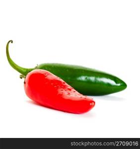 Fresh, red and green jalapeno chili peppers.