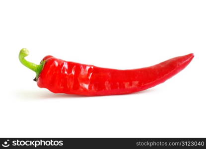 fresh red hot pepper on a white