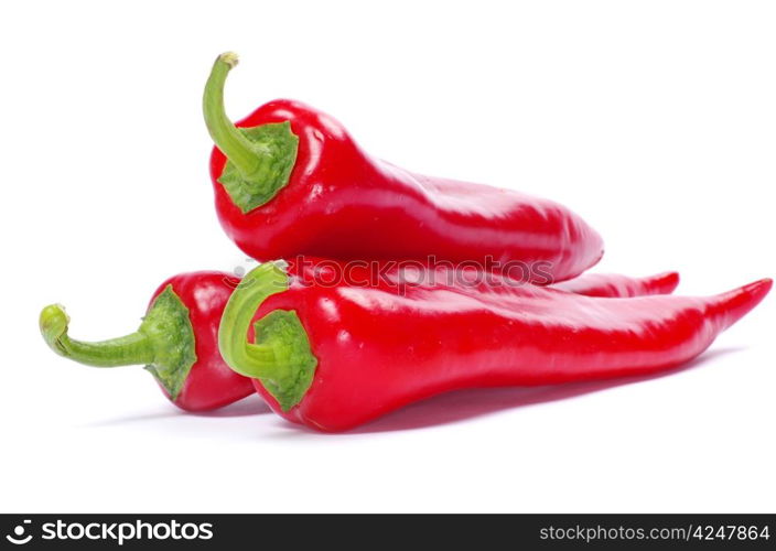 fresh red hot pepper on a white