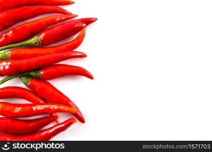 Fresh red juicy peppers isolated on white background
