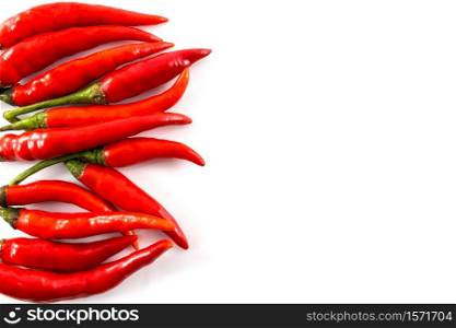 Fresh red juicy peppers isolated on white background