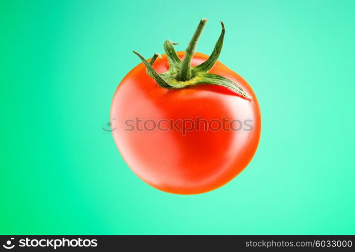 Fresh red tomato against the gradient background